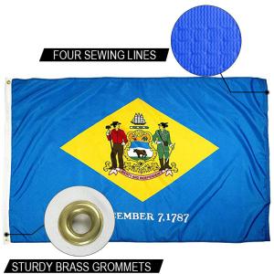 Quality State of Delaware Flag 3x5 ft Outdoor Heavy duty Dupont Nylon US Flags Strong Canvas Heading and Brass Grommets wholesale