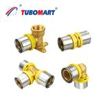 Brass PEX Press Fittings Press Fit Connection for PEX Tubing Natural Brass or