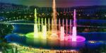 Colorful Peacock Tail Fountain Swing Water Fountain