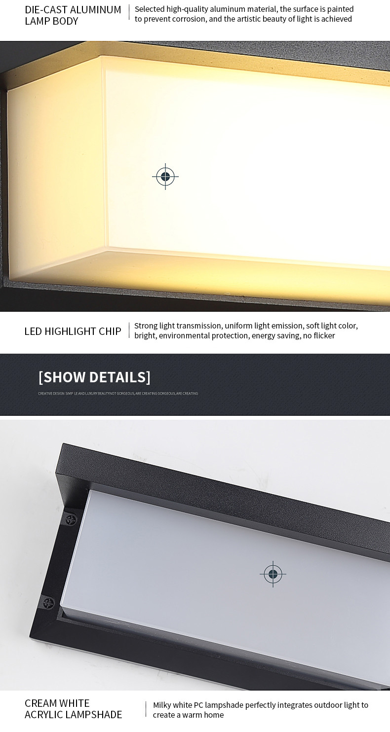 Small Outdoor Waterproof LED Wall Lights Recessed 12x14x30cm