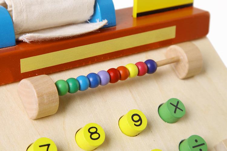 Children Wooden Simulation Cash Register Pretend Play Toys