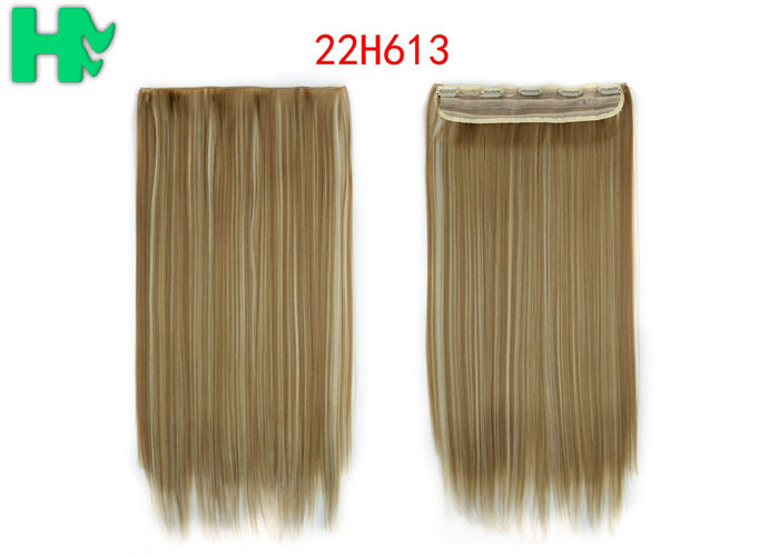 Natural Wave Synthetic Clip On Hair Extensions Straight Soft And Smooth