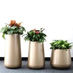 Hot sale decorative round steel flower pots small planter