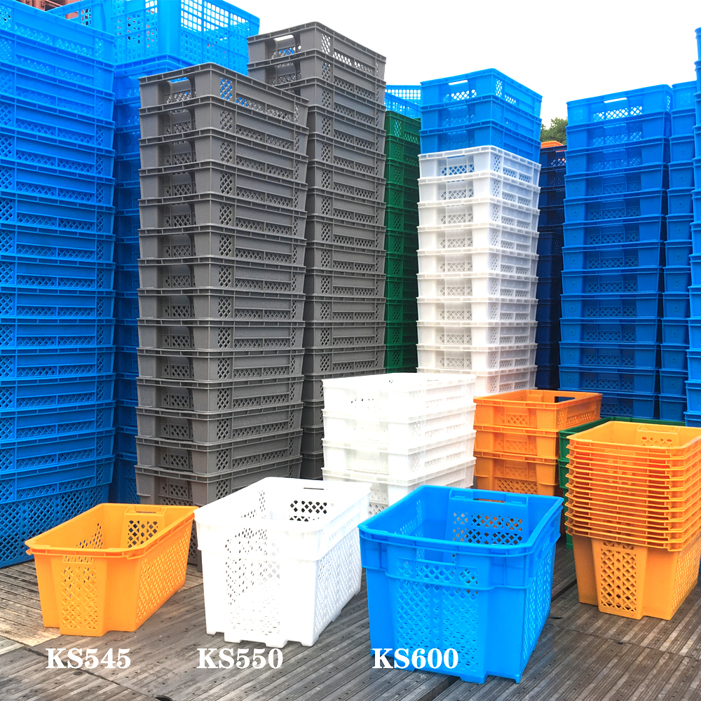 Plastic Apple Fruit Box Stack Nest Transport Crate for Heavy Duty Warehouse Solutions