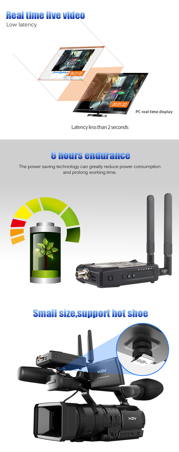 2020 Hot Product Wireless Mobile Video Encoder with 3.5mm Audio and 1080P Resolution