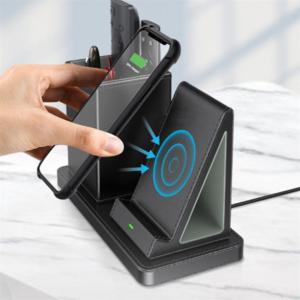 Quality OEM Washable Wireless Charging Pen Holder , 10W Desk Organizer With Wireless Charger wholesale