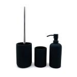All Black Bathroom Accessories Set Ceramic Round 3pcs Shower Soap Dispensers 19