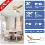 Energy Saving 52in Flush Mount LED Ceiling Fan With Solid Wood Blades