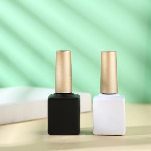 Quality 15ml White and Black Empty Gel Nail Polish Bottles Glass Body PP Cap Dupont Brush Clear Top Silver Gold Nail Polish Caps wholesale