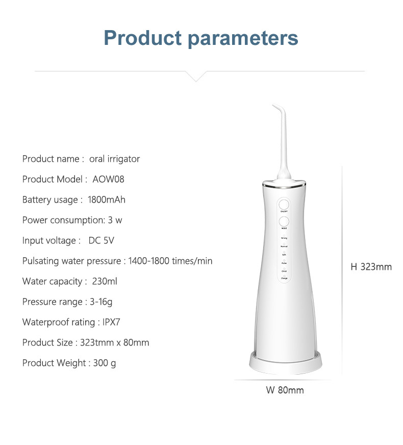 30-120PSI Cordless Water Flosser Jet Leakproof 250ml tank durable