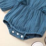 Wholesale baby summer Lace Ruffled muslin Buttons baby bodysuit with headwrap