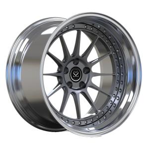 Quality Polish Stepped Lips Custom Rims Wheels 20inch For Audi S3 2 Piece Grey Spokes wholesale