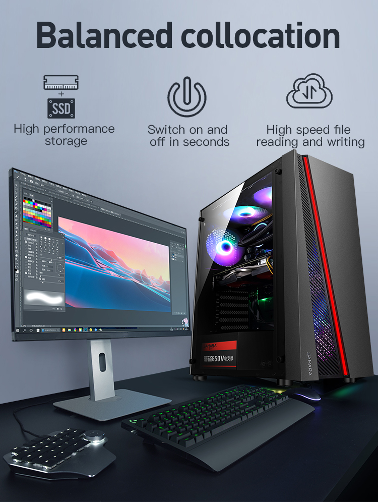 B75 Motherboard Gaming Desktop Computers Core I5 2400 3470 CPU 250W Power Supply