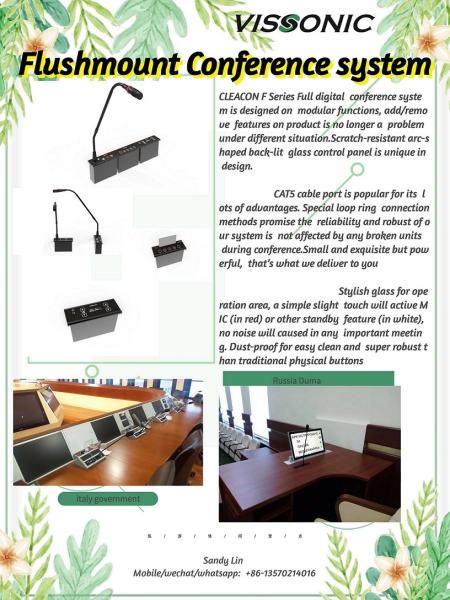 Flush Mounting Audio Conference System Digital Microphone Meeting Room