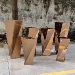 Outdoor garden mirror metal pots and custom spiral planters