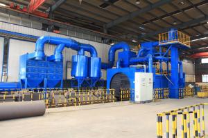 Quality 14 Inch Steel Pipe Shot Blasting Machine , 4pcs X 11kw Vapour Blasting Equipment wholesale