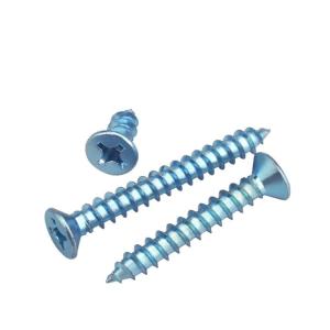 Quality OEM Customized Carbon Steel Blue Zinc Plated Countersunk Head Self-Tapping Screws wholesale