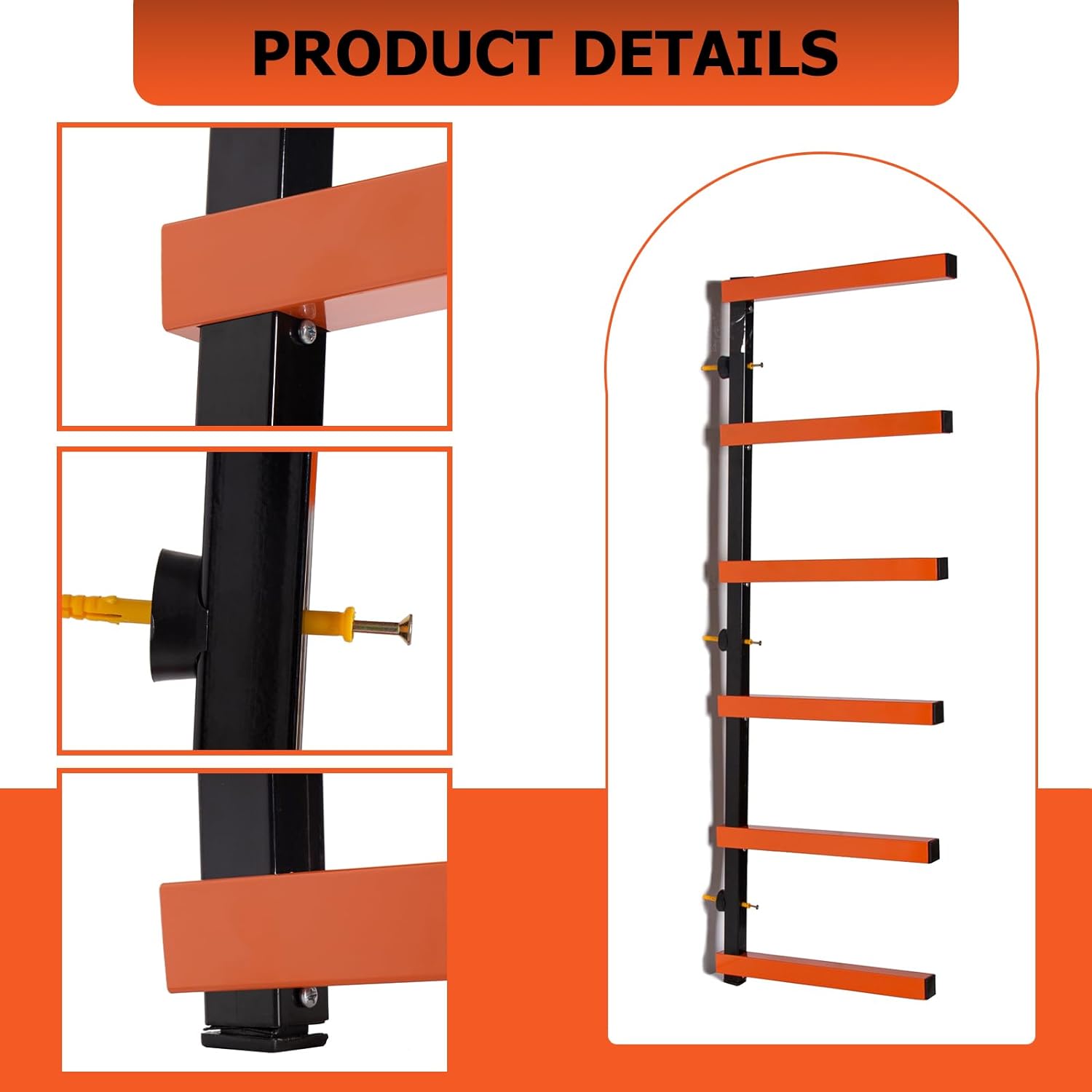 Powder Coated 6-Tier Lumber Storage Rack for Space Saving and Organized Wood Storage
