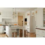Solid Wood Fitted Carving Kitchen Cabinet Set in American Classic Gray with Flat