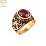 Antique Navy Gold Stainless Steel Military Rings