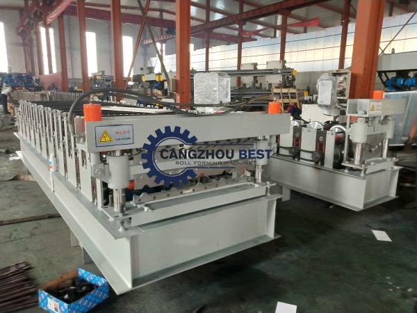 Double Deckers Roof Tile Wall Sheet Roll Forming Machine For Aluminium Steel