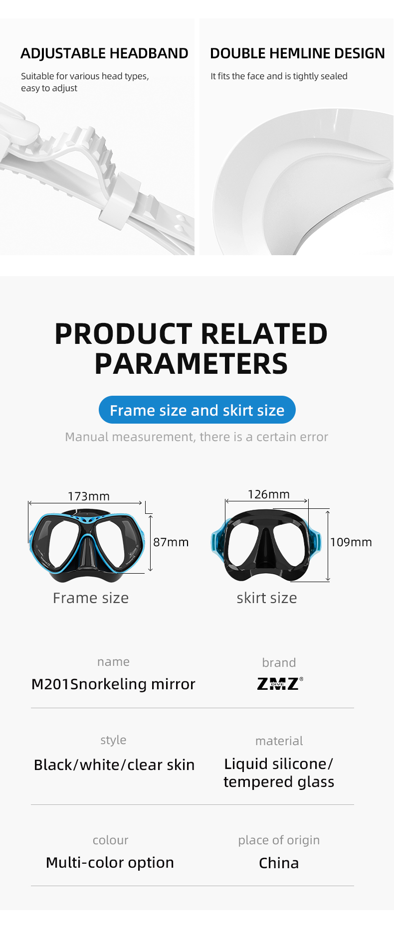 Anti Fog Diving Double Lens Snorkeling Goggles Mask Swimming Accessories
