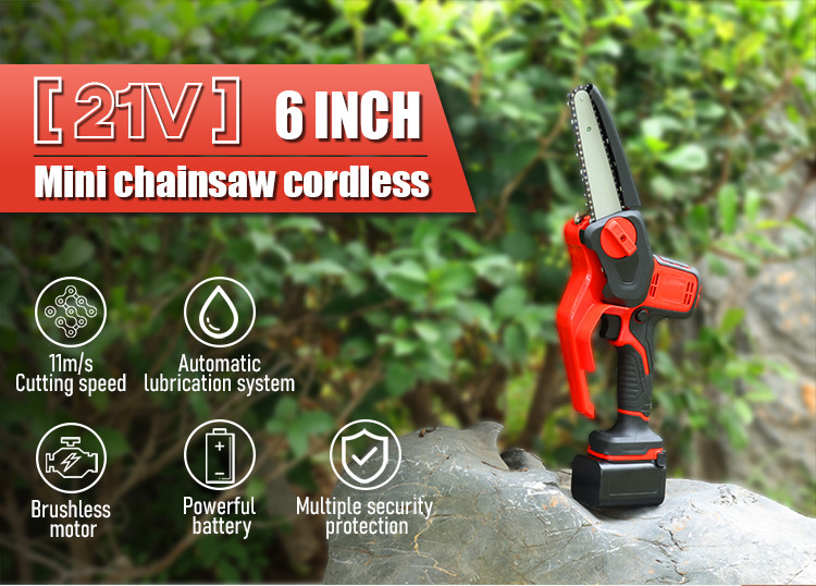 21V 6in Mini Batterie Power Electricity Cordless Lightweight Chainsaw One-Hand