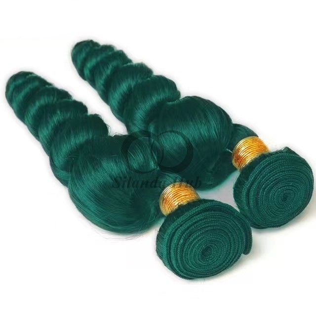 Green Loose Wave Remy Human Hair Bundles Sew In Weave Bundles Brazilian Bundle Deals
