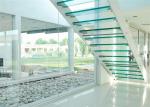 Indoor Flight Modern Straight Staircase Commercial Staircase Laminated Glass