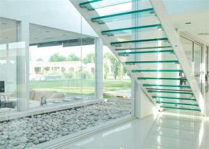Quality Indoor Flight Modern Straight Staircase Commercial Staircase Laminated Glass Treads Easy Assemblying wholesale