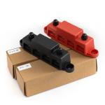 12V 250A 4 Post Busbar Bus Bar Power Distribution Block W/ Cover 5/16" Black+Red