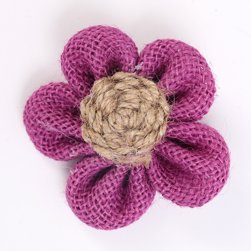 8cm Burlap Ribbon Flowers Diy Orange Black Jute Rope Flower