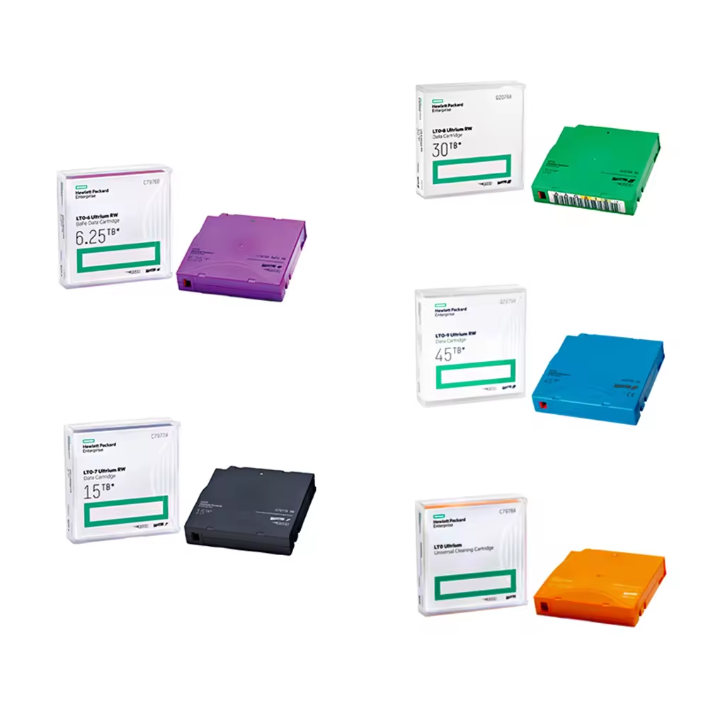 Rack Compatible HPE LTO-6 Ultrium 6.25TB RW Data Cartridge C7976A for Servers 1 Pack