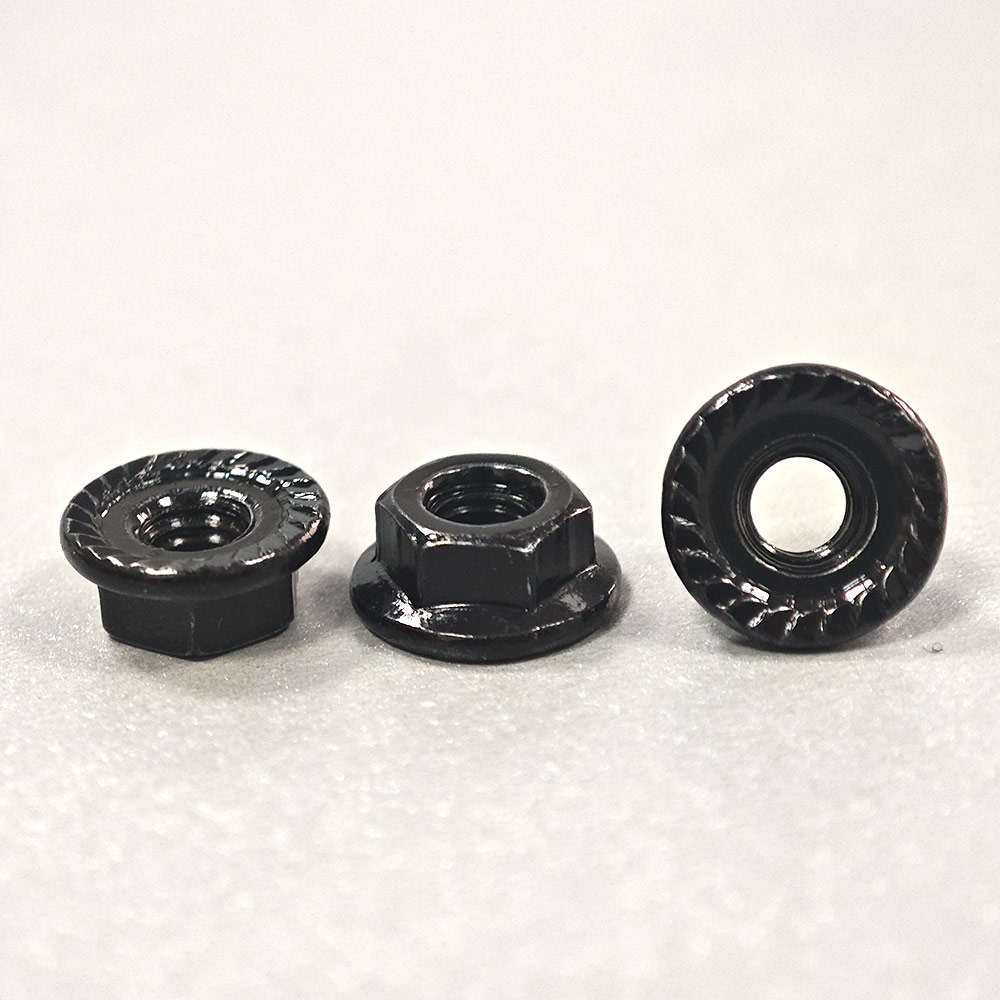 Black Zinc Serrated Hexagon Flange Nuts DIN Standard Imperial Inch Measurement System