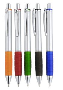 Quality retractable ball point pen with color rubber grip wholesale
