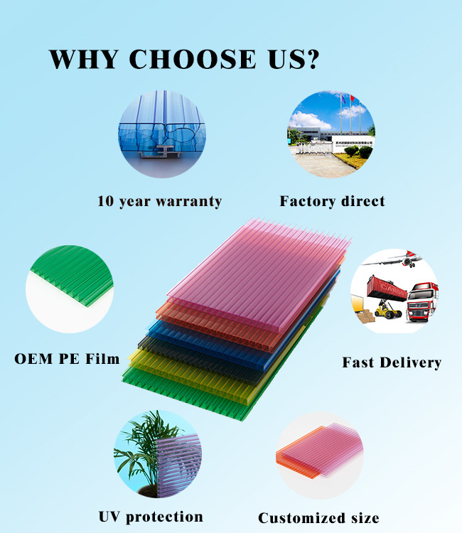Transparent Cellular Multiwall Polycarbonate Sheet 10mm 6mm 8mm
