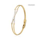 Luxury X Letter Rhinestone Double Rope Bracelet 14 Karat Stainless Steel