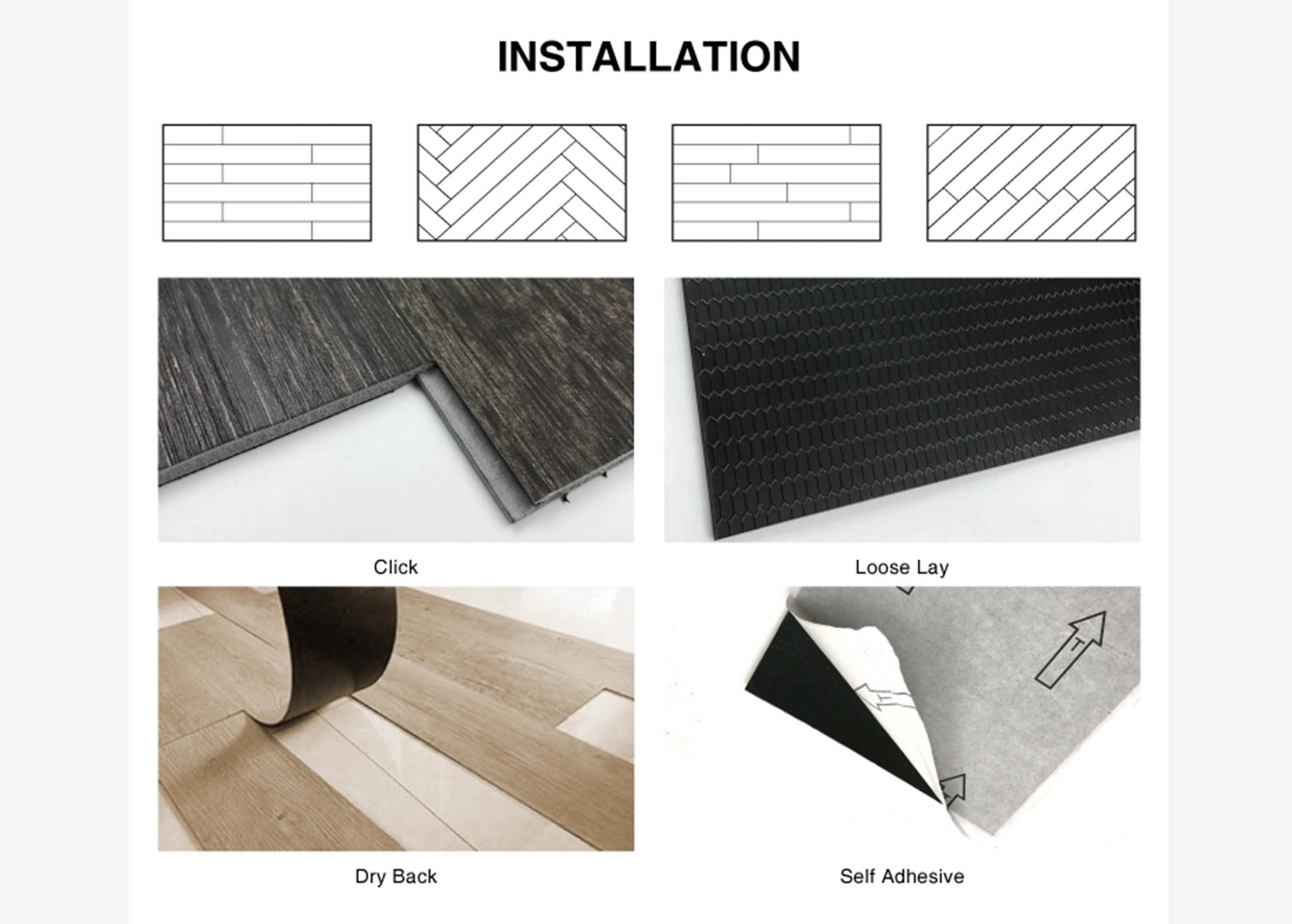 Dry Back 3mm Thickness Commercial Luxury Vinyl Tile , DIY Vinyl Floor Tiles Wood Grain