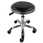 Small Round Lab PU Leather Chairs Antistatic Metal Saddle Stool With Wheels