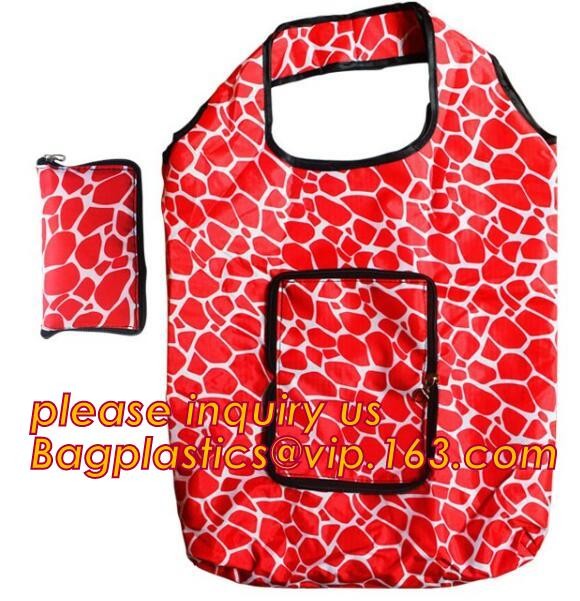 Recycled Foldable Nylon Polyester Tote Bag with logos polyester shopping bag Custom advertising handle non woven bag PAC