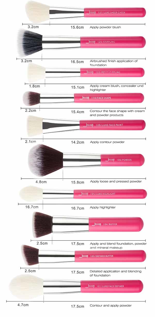 Metal Ferrule 14.2cm 17.5cm Pro Makeup Brushes Set for sensitive skin