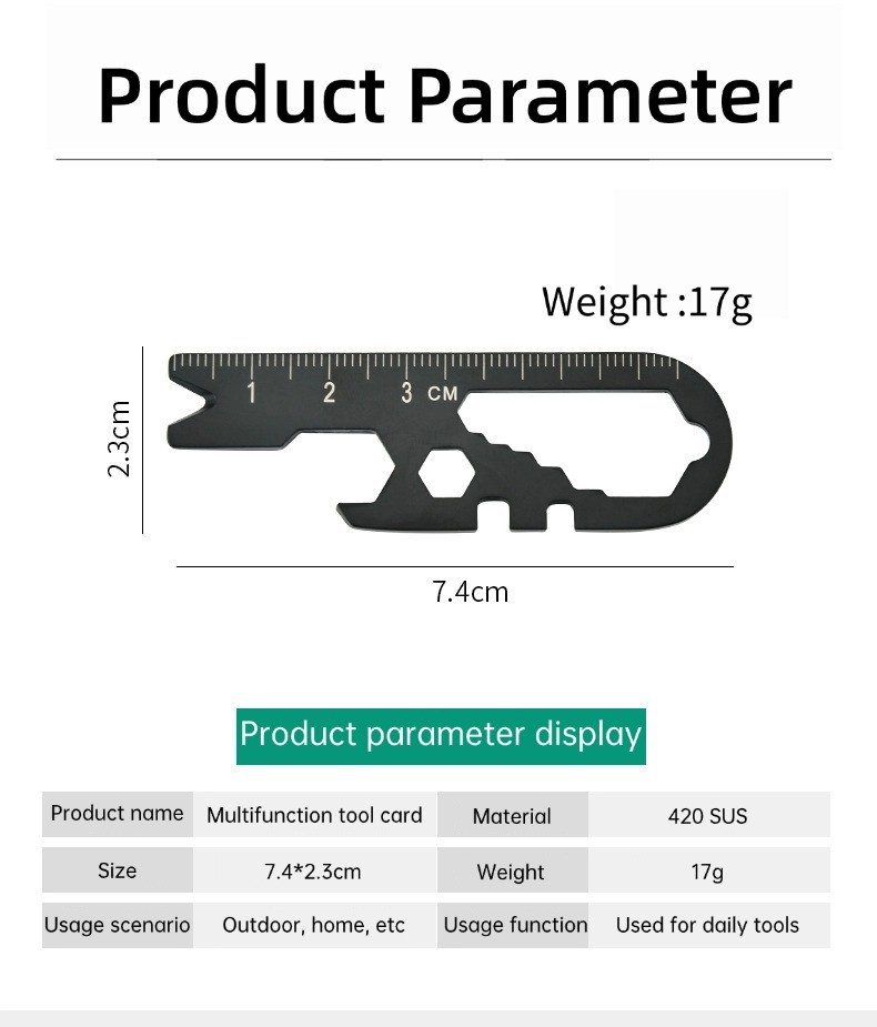 Multifunction Outdoor Survival Keychain EDC Card Tools Portable Small Wrench