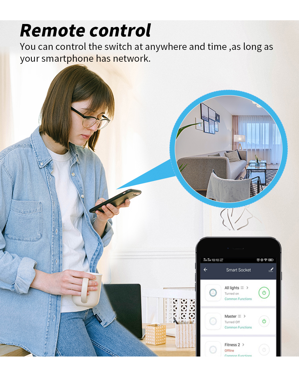 Eu Smart Plug Socket Wifi Outlet Tuya Alexa Voice Control Electrical Power Socket