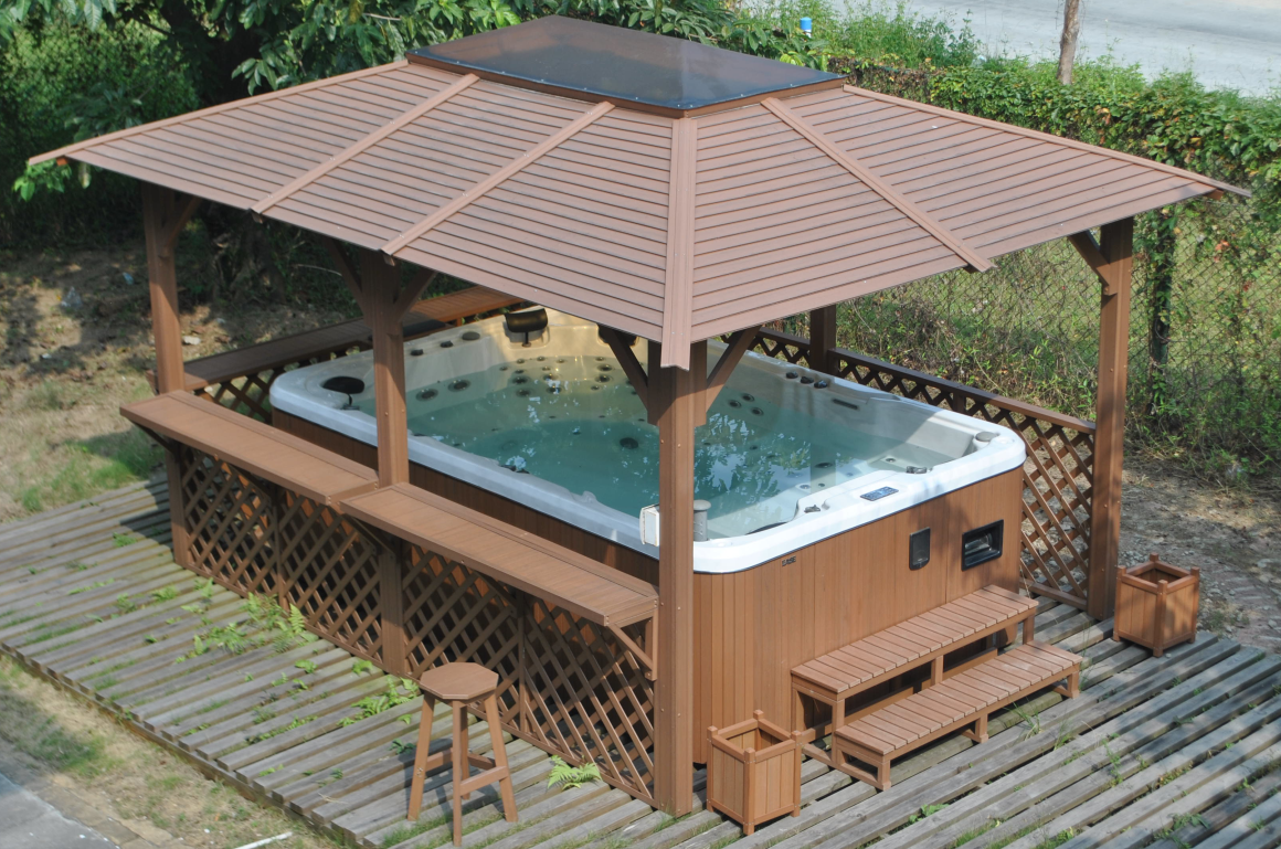 Outdoor Garden Large Designer Massage Hot Tub With Lounge Seat