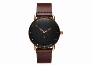 Quality Black face brown leather wrist watch men's fashion watches rose gold wholesale