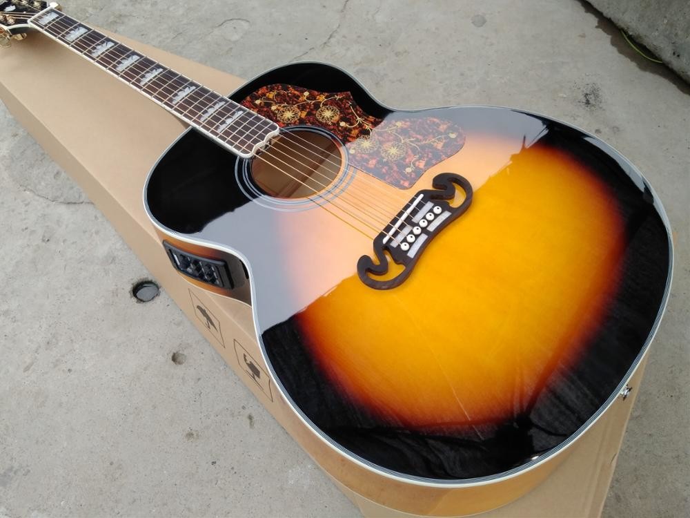 Sunset J200 classic acoustic guitar,Top quality J200vs electric acoustic guitar,Solid Sprue top,Factory Maple J200 guita
