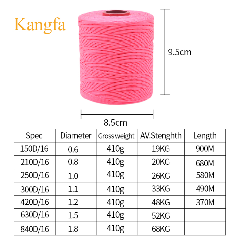 Kangfa 0.8mm 1mm Polyester Handmade Braid Waxed Thread High Tenacity for Leather Goods
