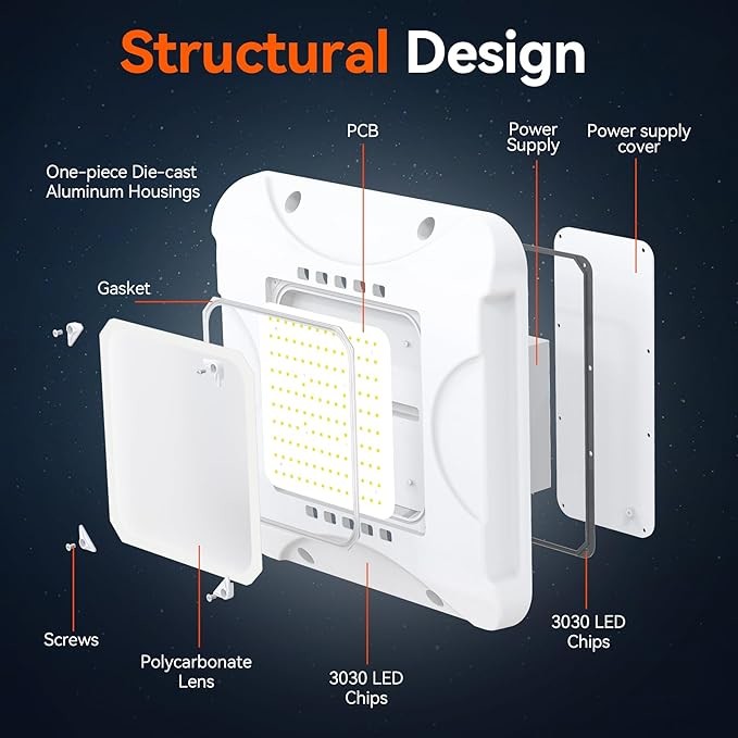 100W Square Gas Station Light IP65 With Adjustable Power / Color Temperature