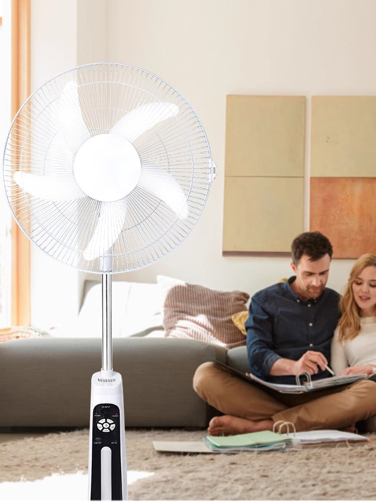 Latest 5 Blades 16/18 Inches Rechargeable Floor Stand Fan Solar Powered Electric Fan With Solar Panel