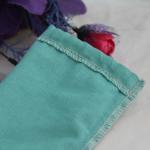 Cotton Fabric Velvet Drawstring Jewelry Pouch Green Color Printed Logo For
